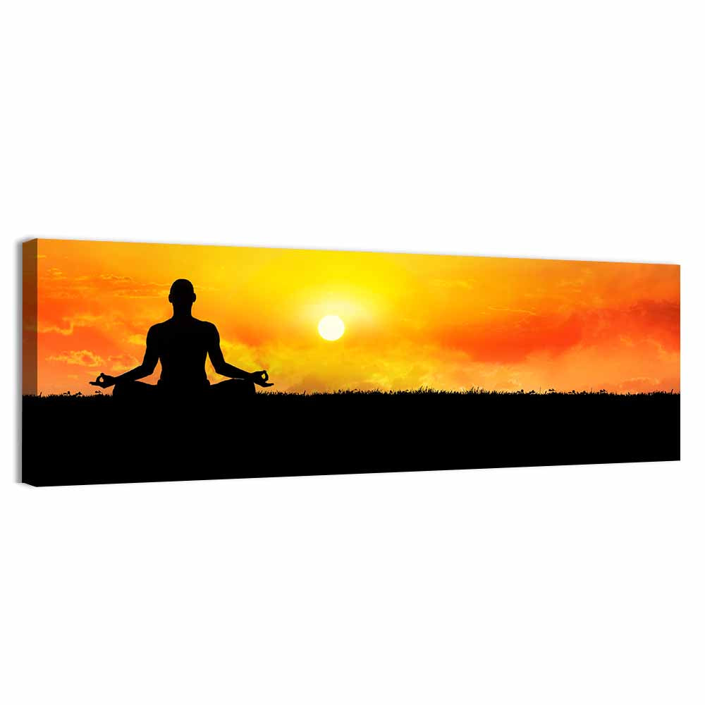 Sunset Yoga Meditation Silhouette Wall Art