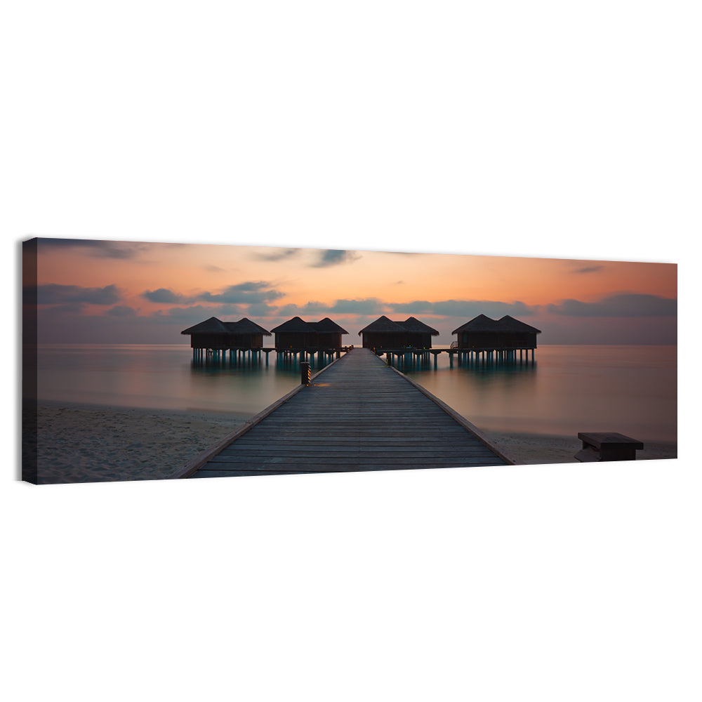 Overwater Bungalows at Sunset Wall Art