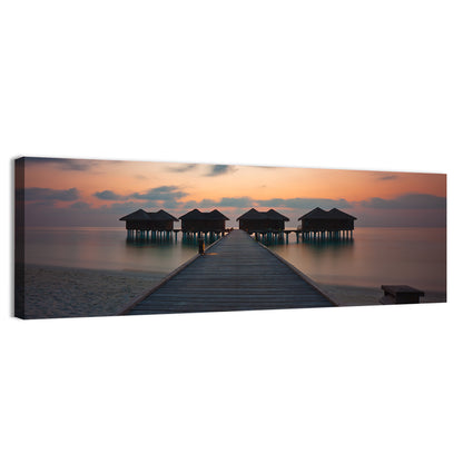 Overwater Bungalows at Sunset Wall Art