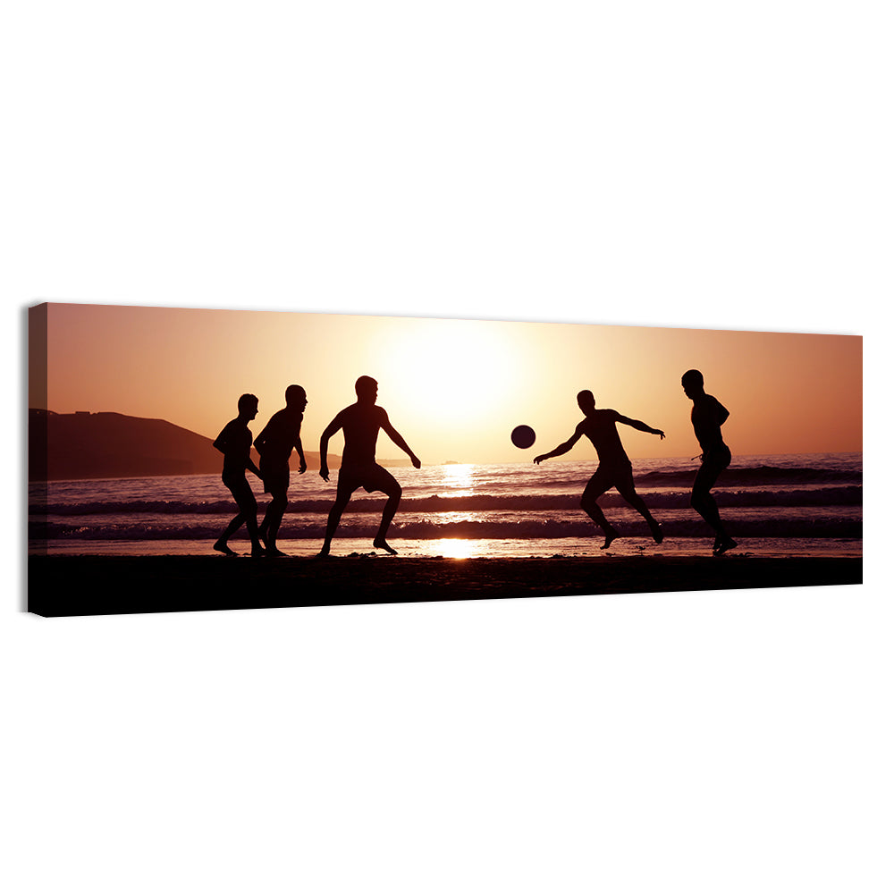 Beach Football at Sunset Wall Art