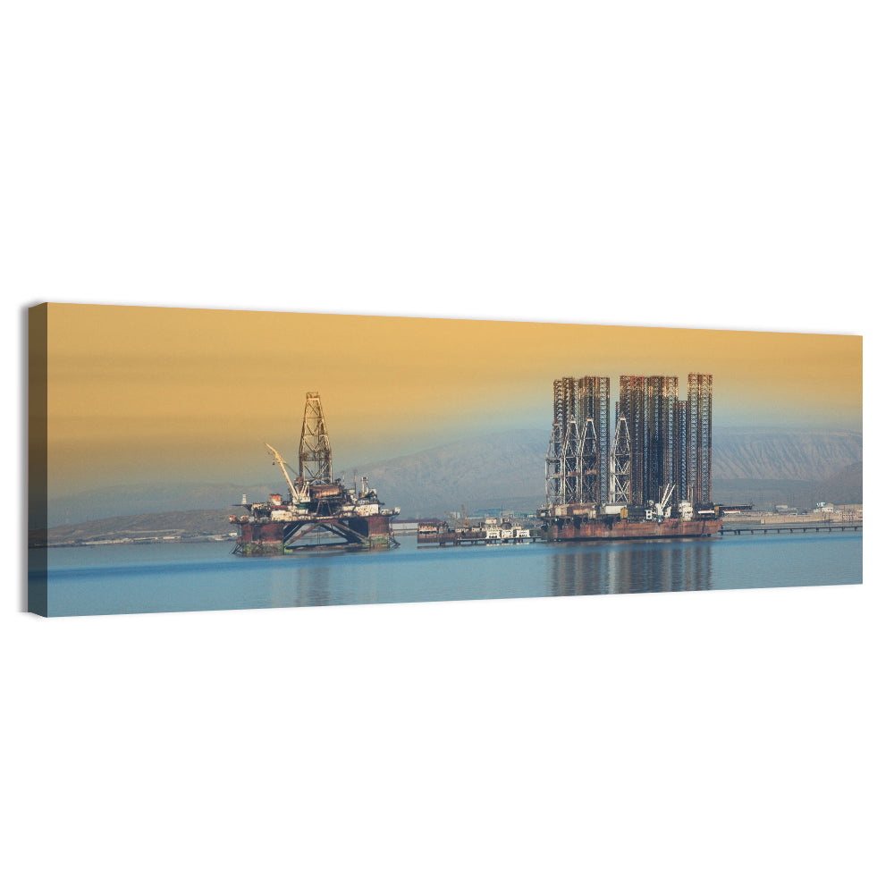 Baku Oil Rigs at Dusk Wall Art