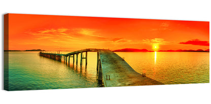 Sea Pier Sunset Wall Art