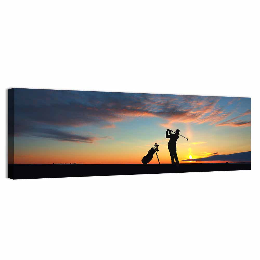 Sunset Golfer Silhouette Wall Art