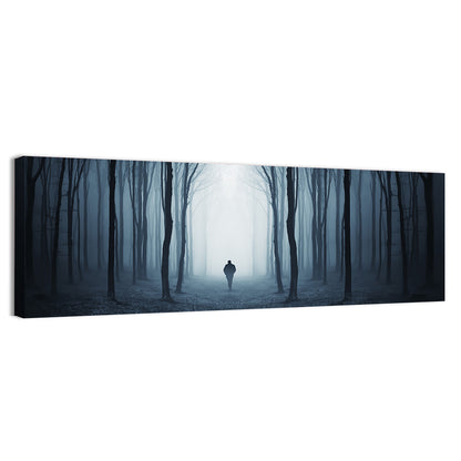 Lone Figure in Misty Forest Wall Art