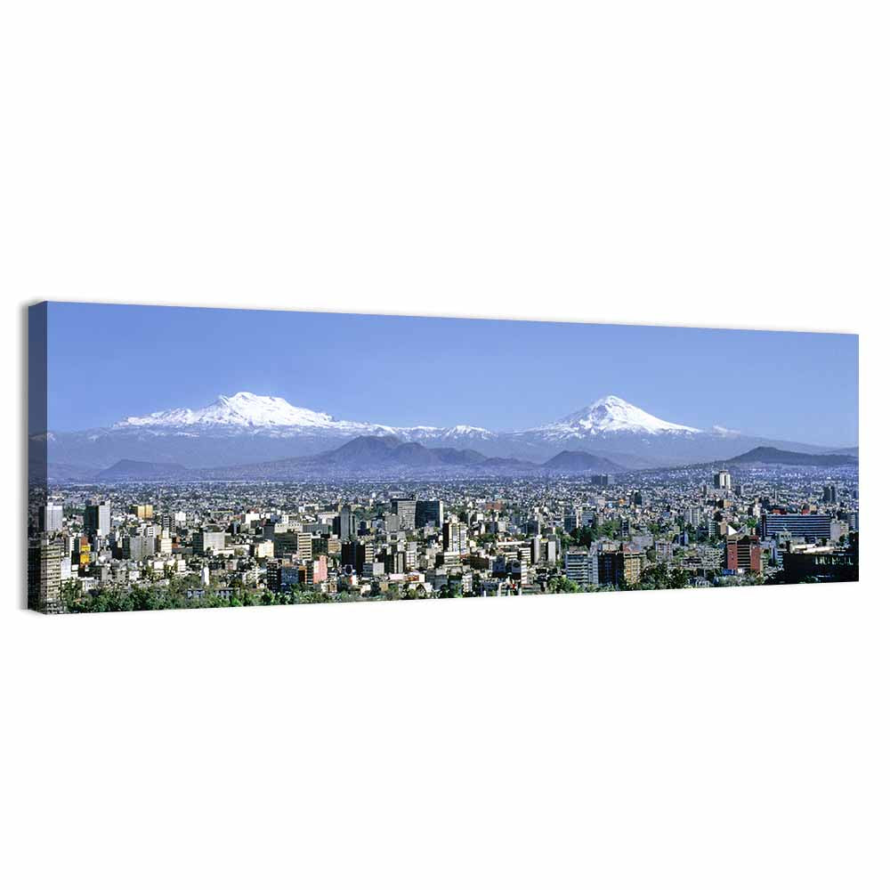 Mexico City Skyline with Volcanoes Wall Art