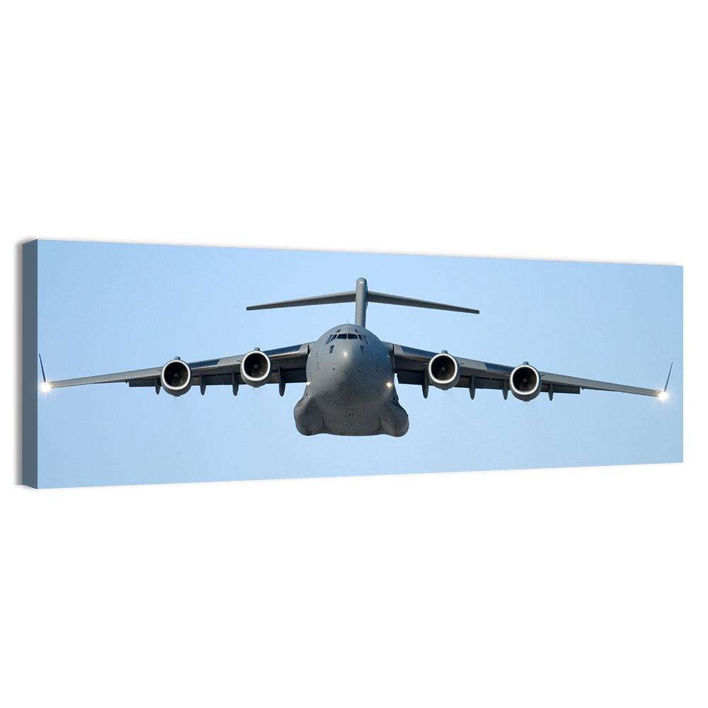 C-130 Head-on Transport Aircraft Wall Art, canvas print, panoramic