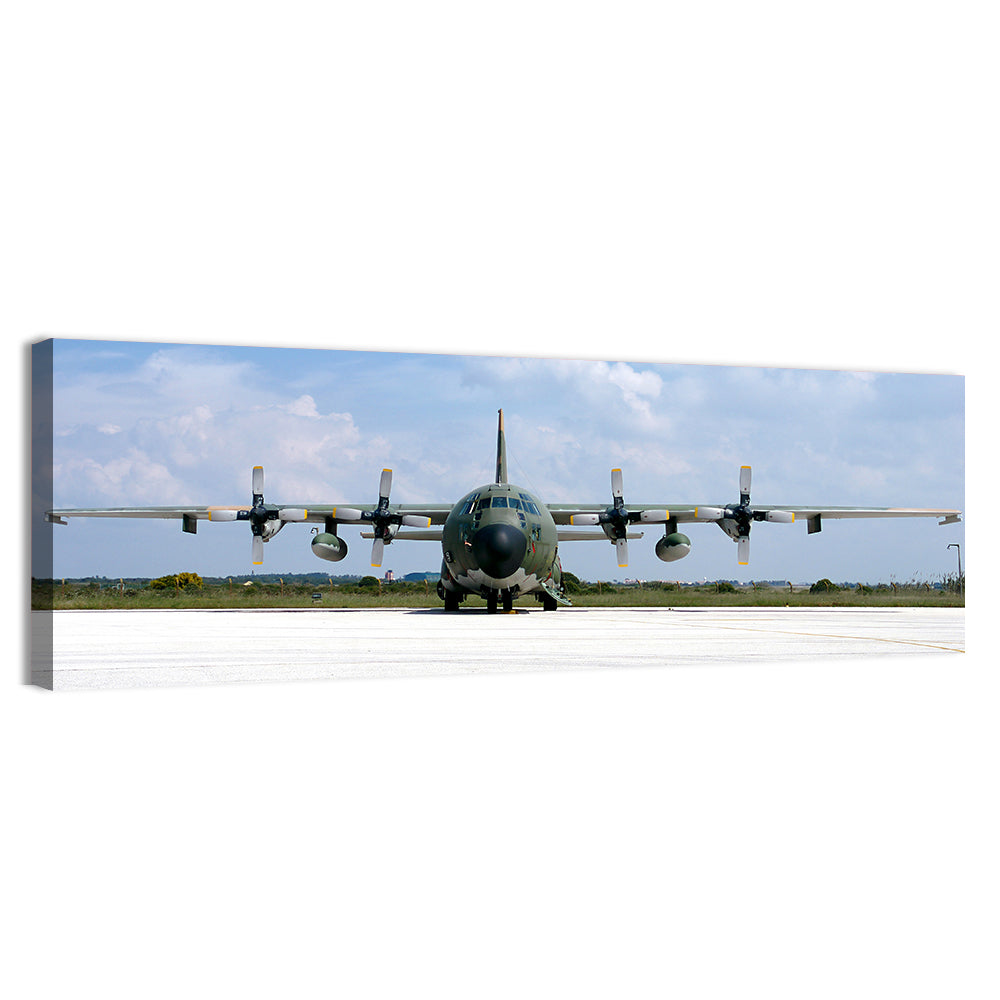Camo Military Transport Aircraft Wall Art, canvas print, panoramic