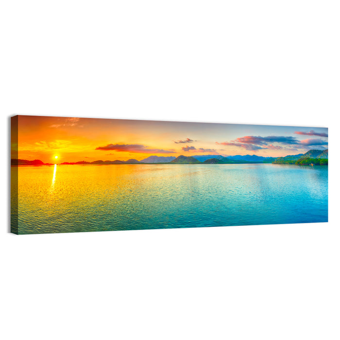 Golden Lake Sunrise Wall Art as a canvas print