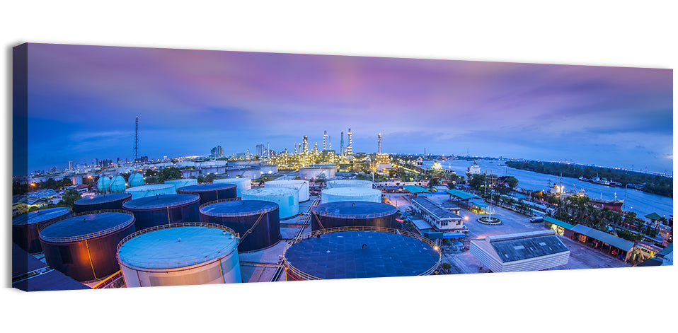 Twilight Oil Refinery River View Wall Art