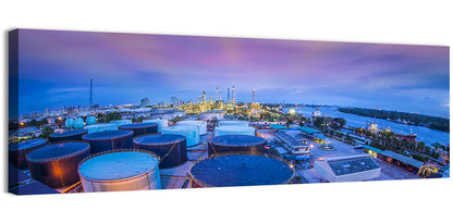 Twilight Oil Refinery River View Wall Art