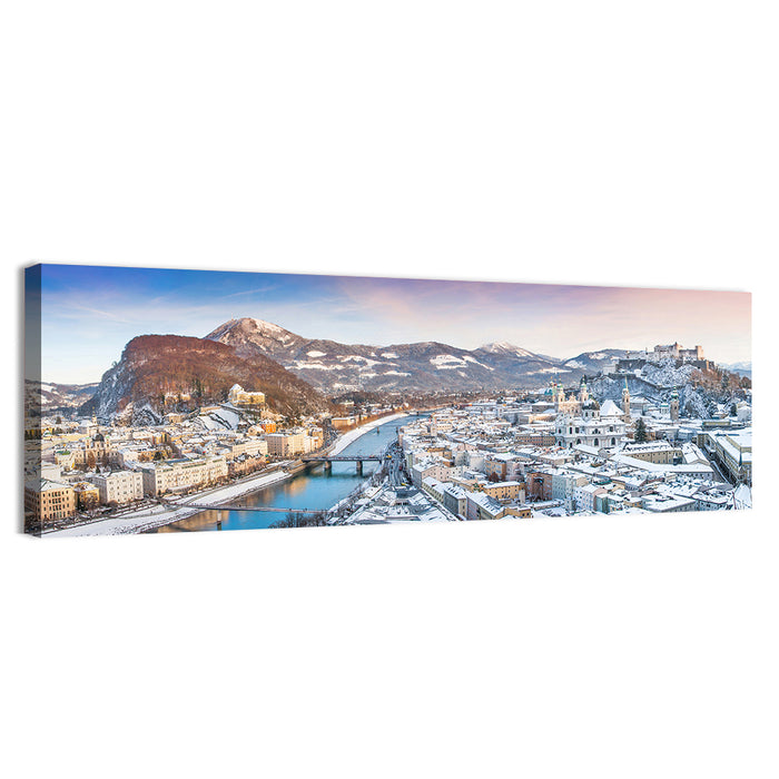 Salzburg Winter Skyline Wall Art as a canvas print