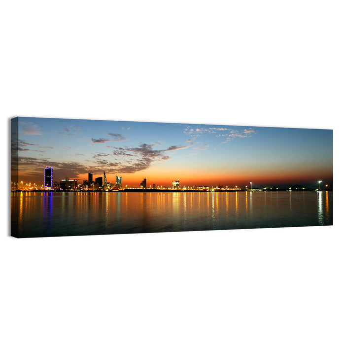 Manama Golden Hour Skyline Wall Art as a canvas print