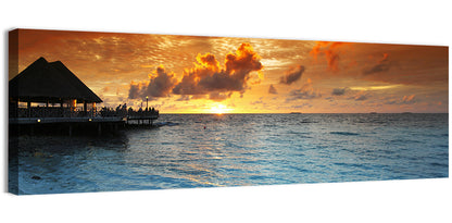 Overwater Bungalow Sunset Pier Wall Art