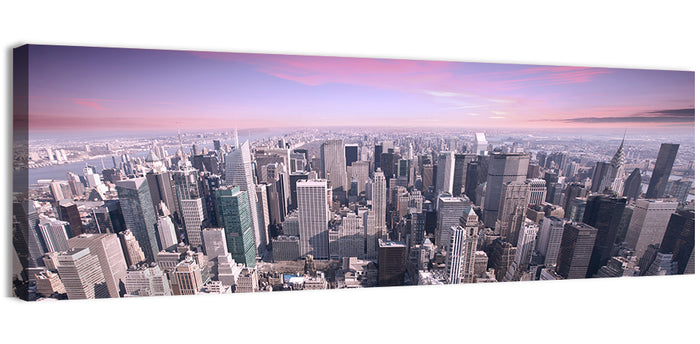 Midtown Manhattan Skyline in Purple Haze Wall Art as a canvas print