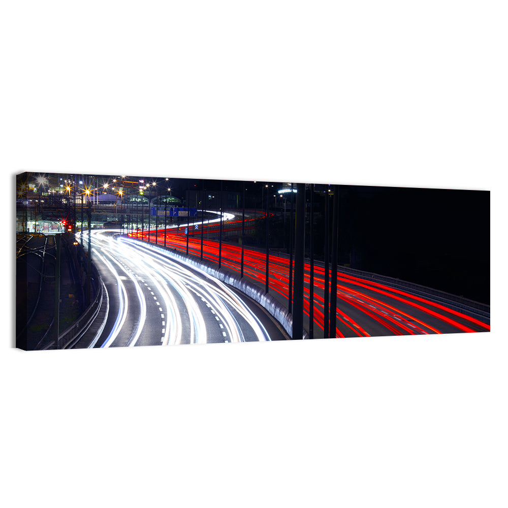 Night Highway Light Trails Wall Art