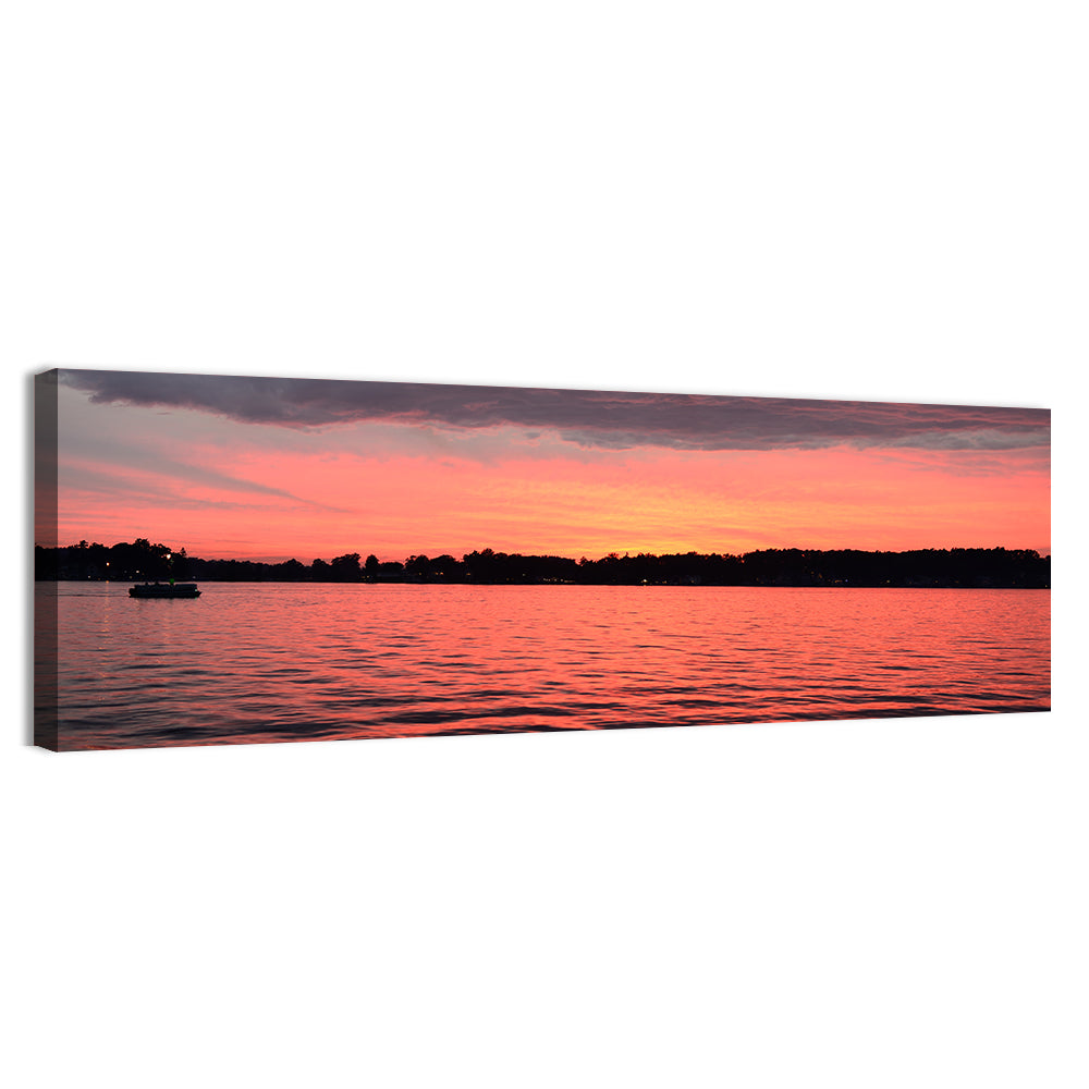 Lake James Sunset with Boat Wall Art