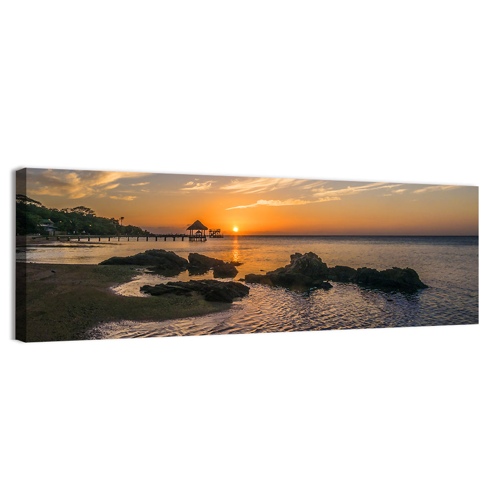 Roatan Pier Sunset Wall Art