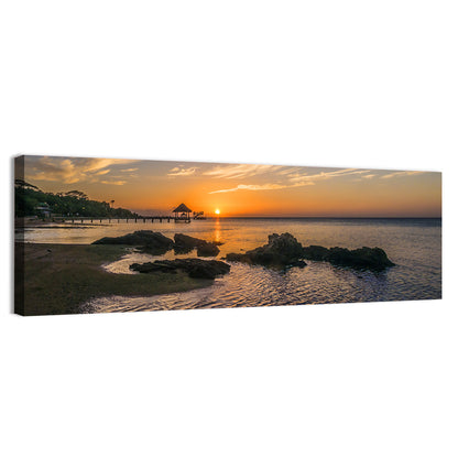 Roatan Pier Sunset Wall Art