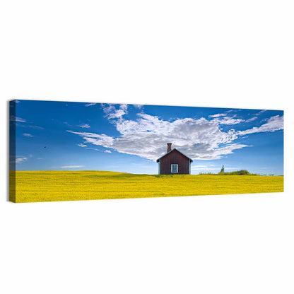 Red Barn in Golden Wheat Field Wall Art
