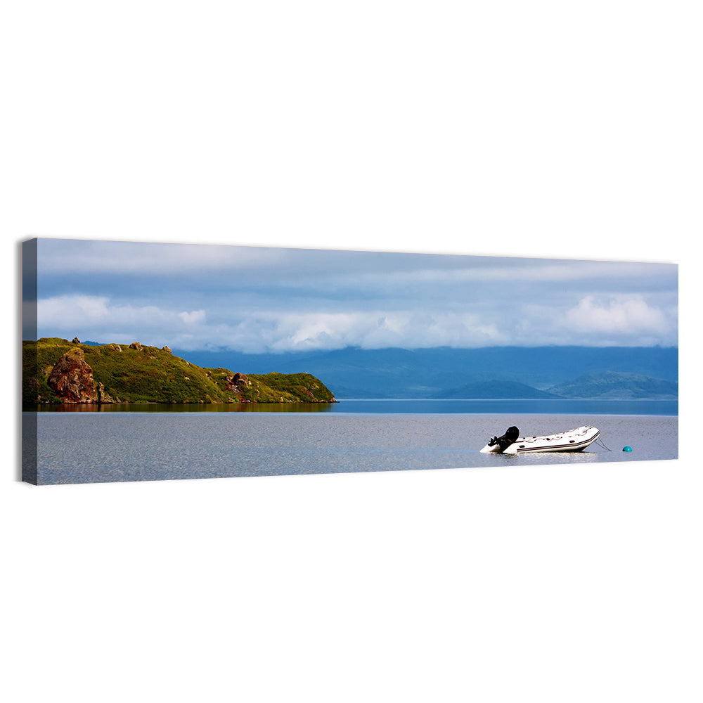 Kronotskое Lake with Boat Wall Art