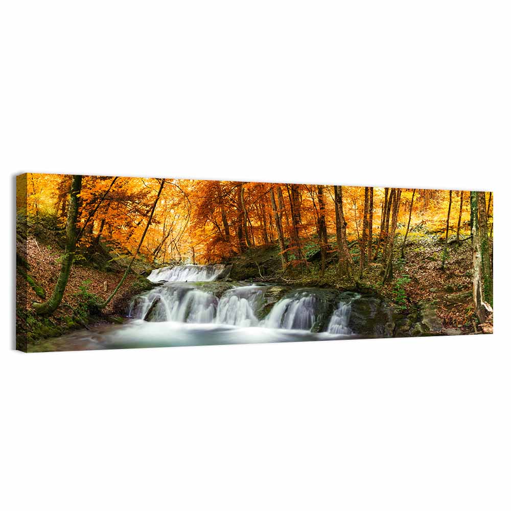 Autumn Forest Waterfall Wall Art