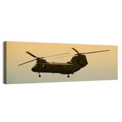 US Apache Helicopter Dawn Profile Wall Art