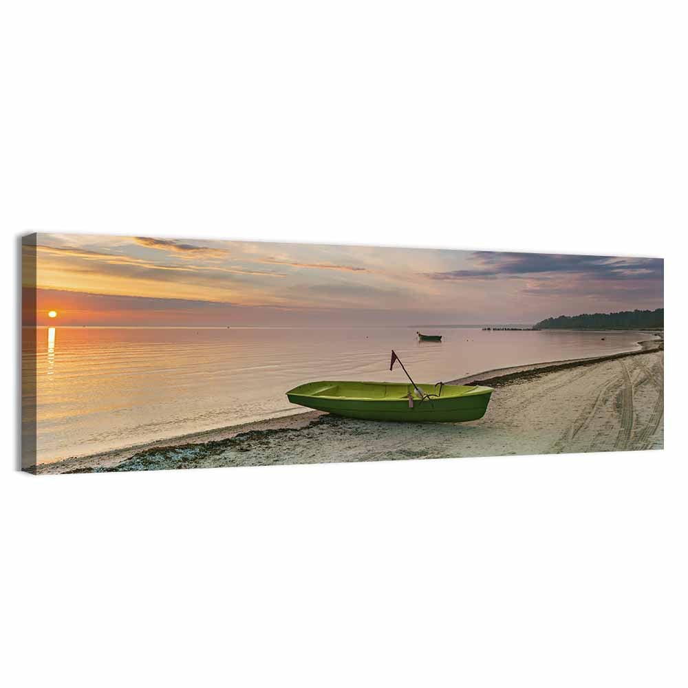 Green Rowboat at Sunrise Wall Art