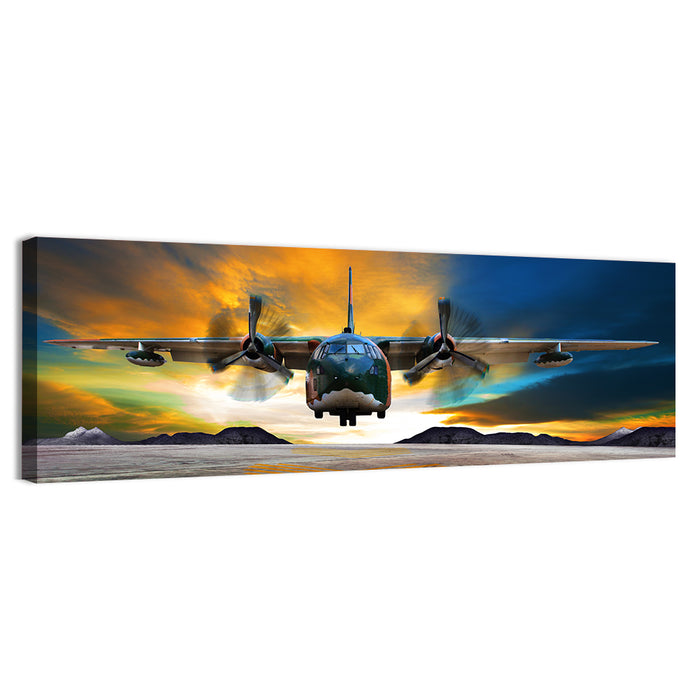Cargo Plane Landing at Sunset Wall Art as a canvas print