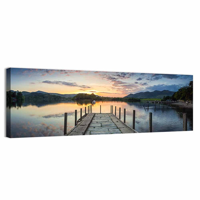 Derwent Water Stone Pier Sunset Wall Art as a canvas print