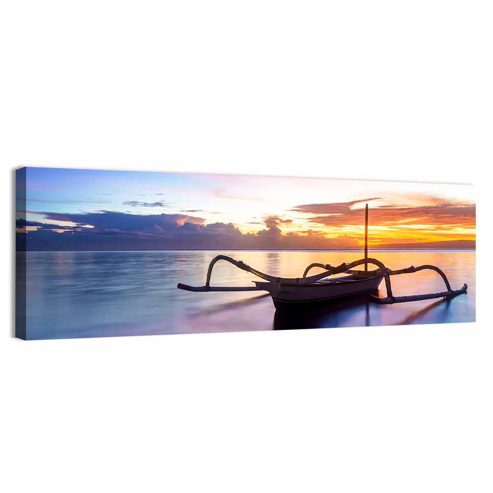 Jukung Fishing Boat at Sunset Wall Art