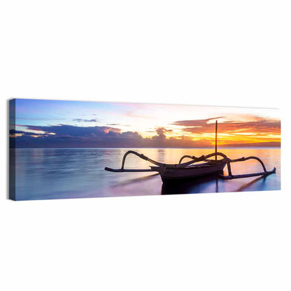 Jukung Fishing Boat at Sunset Wall Art