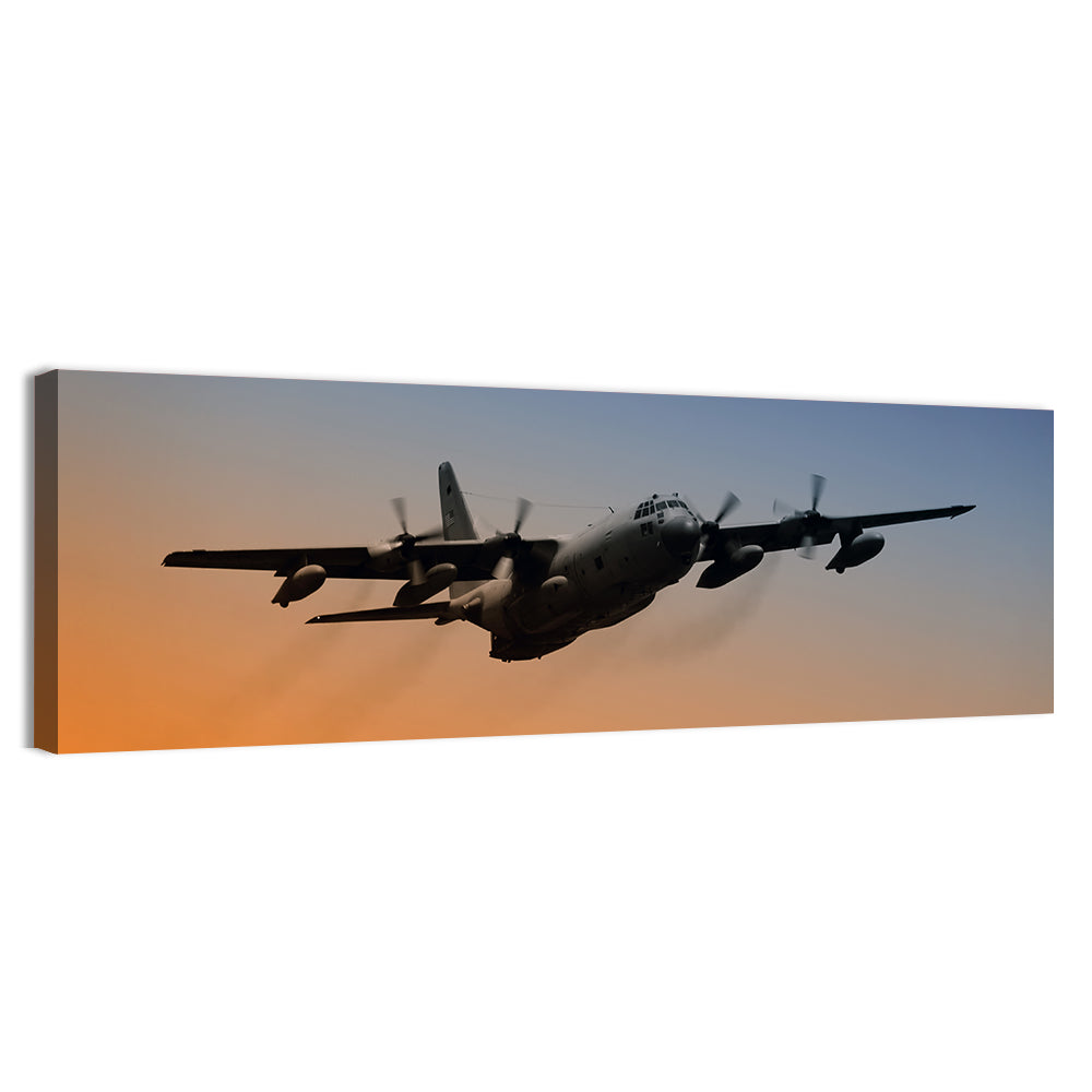 Four-engine Military Transport at Dusk Wall Art
