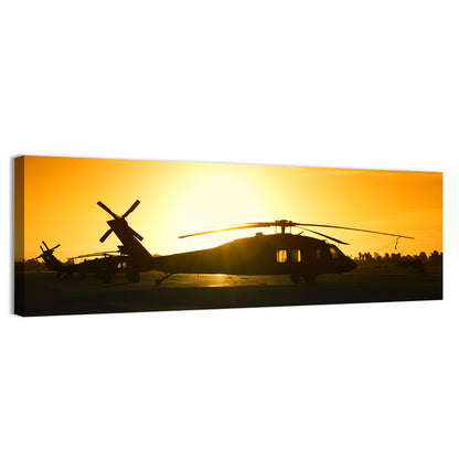 Military Helicopter at Sunset Wall Art