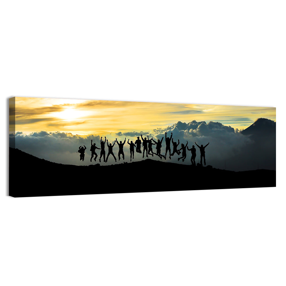 Golden Team Silhouettes at Sunset Wall Art