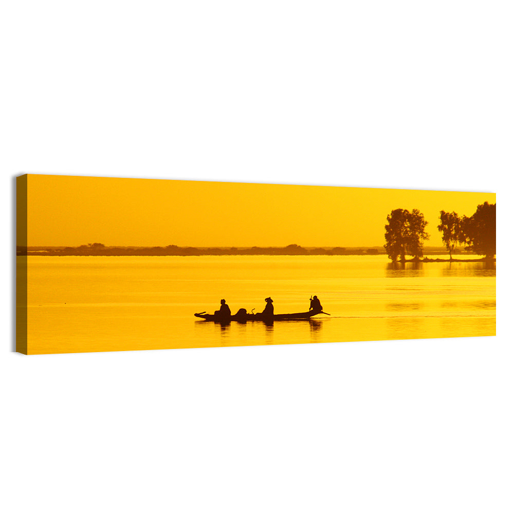 Pirogue at Golden Dusk Wall Art