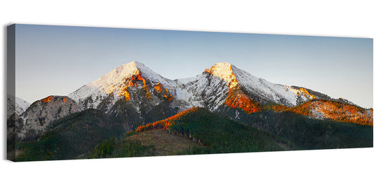 Sunlit Snow Capped Peaks Wall Art