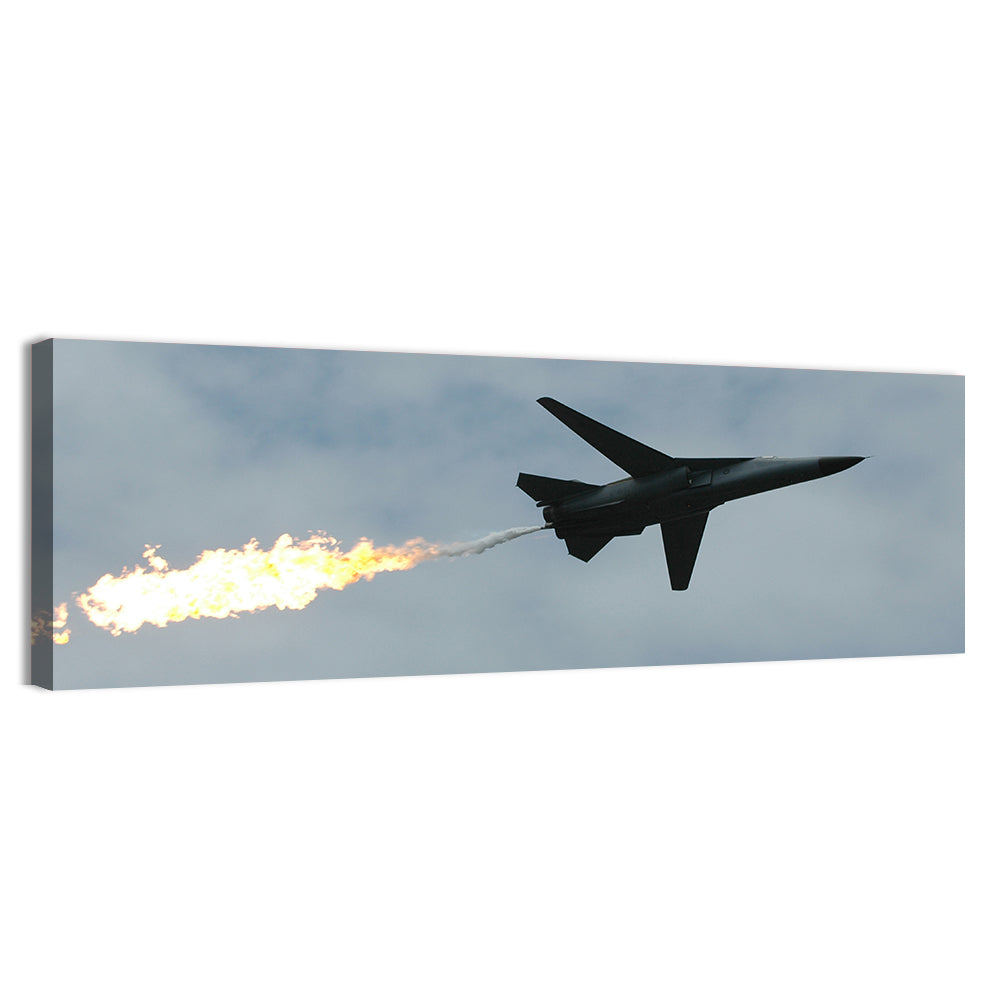 Fighter Jet with Flaming Exhaust Wall Art