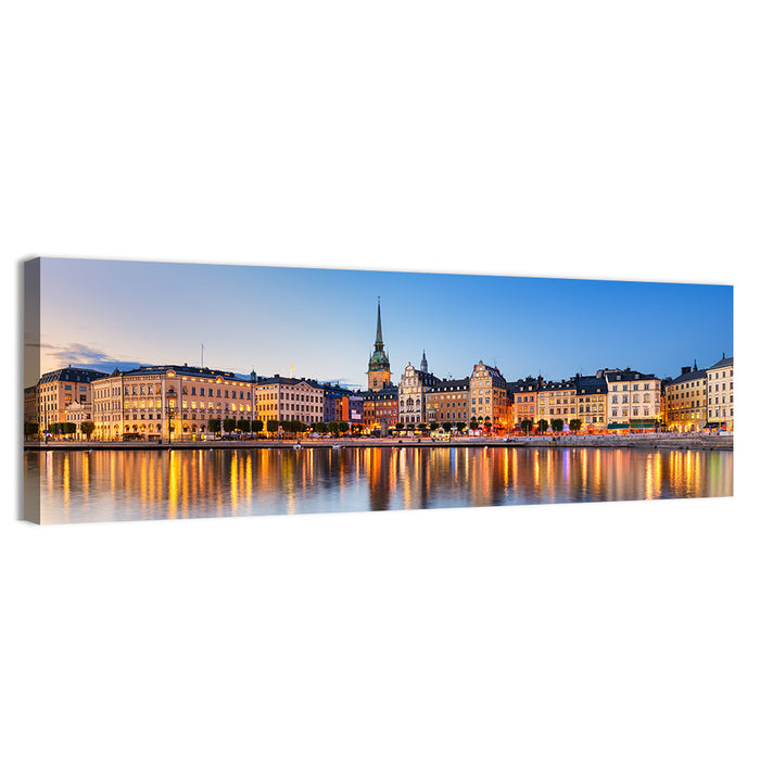 Gamla Stan Night Reflections Wall Art as a canvas print