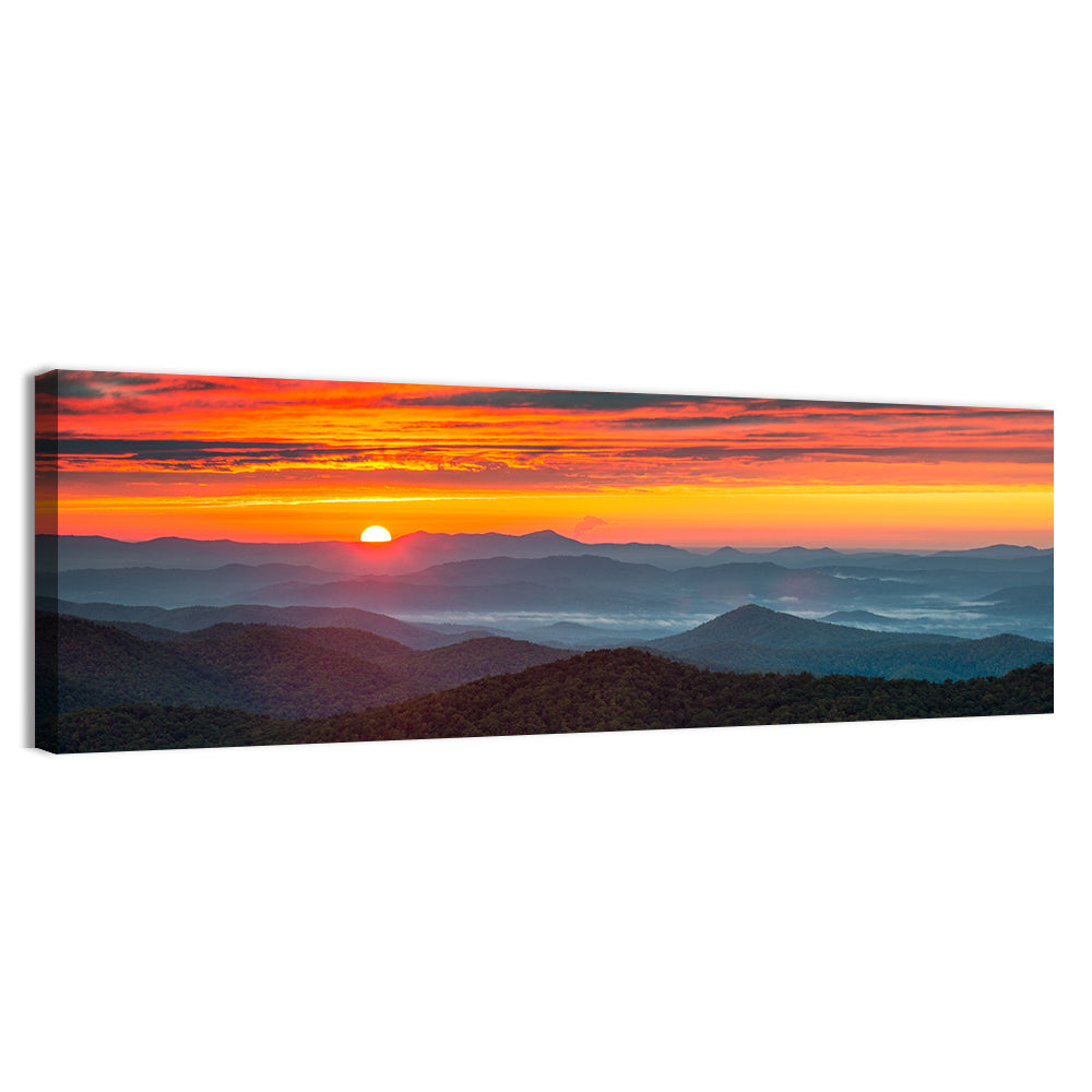 Blue Ridge Sunrise Over Misty Ridges Wall Art