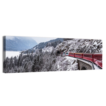 Red Train at Landwasser Viaduct Wall Art