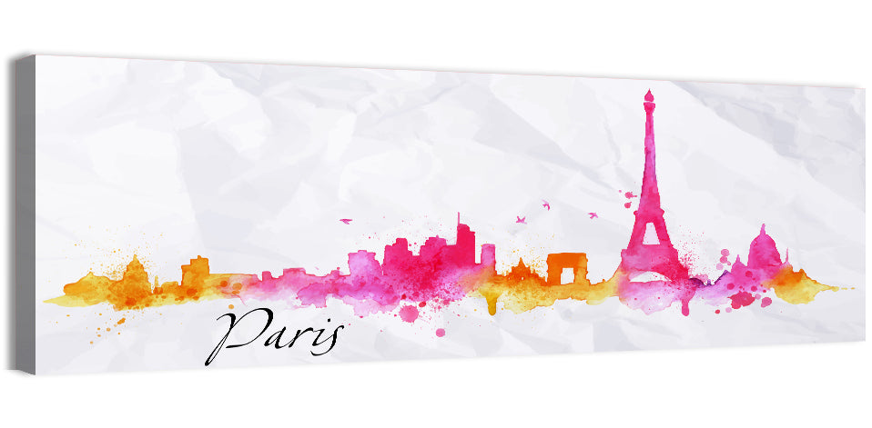 Paris Watercolor Sketch Wall Art, canvas print, panoramic
