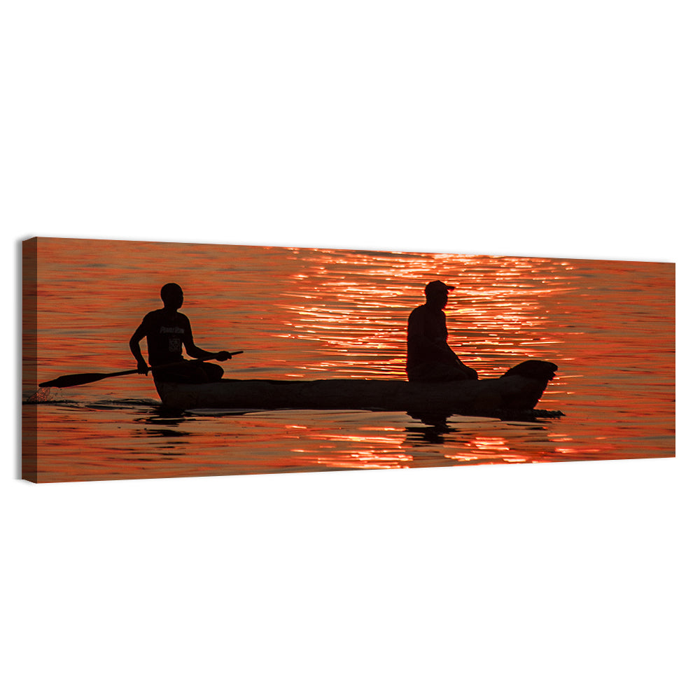 Sunset Canoe Silhouette Wall Art