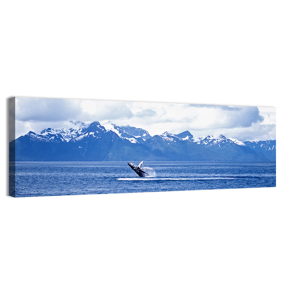Humpback Whale with Snow Capped Mountains Wall Art
