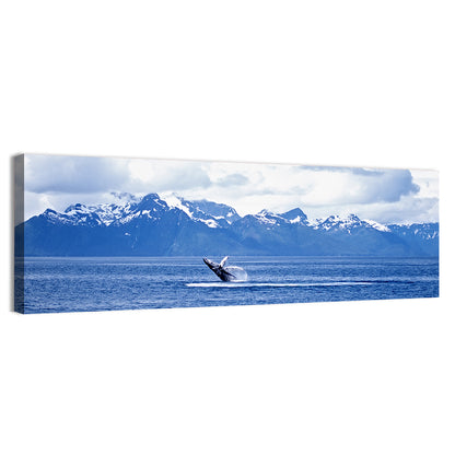 Humpback Whale with Snow Capped Mountains Wall Art