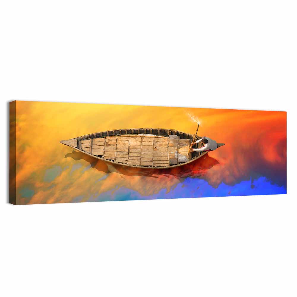 Sunset Rowboat from Above Wall Art