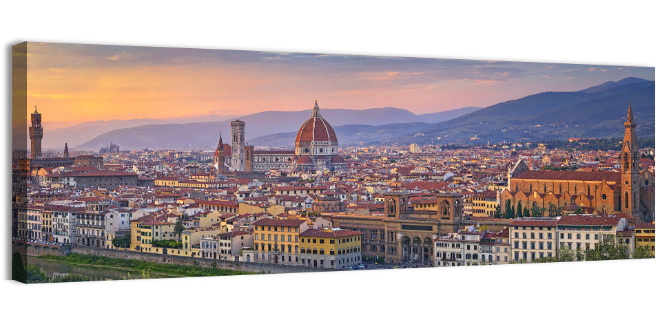 Florence Duomo Skyline at Golden Hour Wall Art, canvas print, panoramic