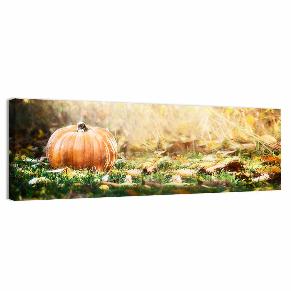 Autumn Pumpkin in Golden Foliage Wall Art