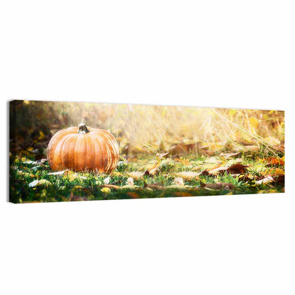 Autumn Pumpkin in Golden Foliage Wall Art