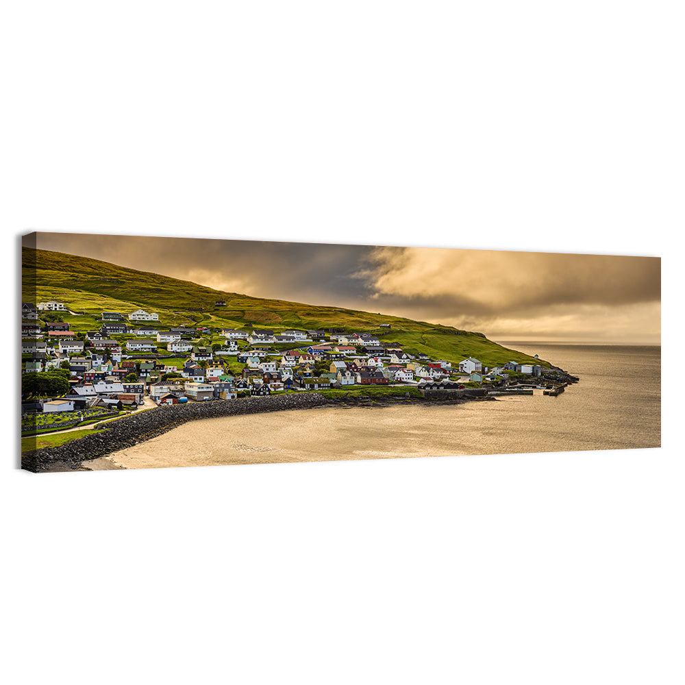 Coastal Village at Golden Hour Wall Art