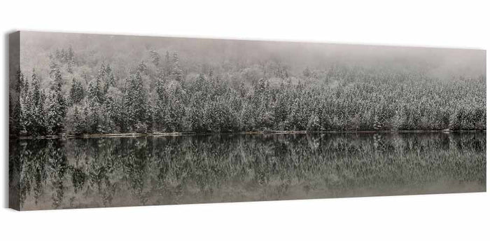 Saint Anna Lake Winter Fog Wall Art as a canvas print
